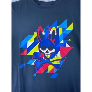 Psycho Bunny T-Shirt Men's Size 6 L Black Geometric Skull Logo Pima Cotton Tee